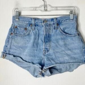 Levi’s Size W 26 Button Fly 501 Denim Shorts 100% Cotton Raw Hem